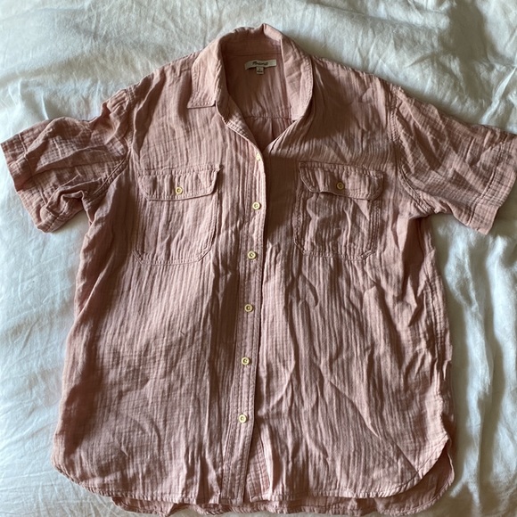 NEW Madewell Lightspun Short-Sleeve Flap-Pocket Shirt - Picture 3 of 5